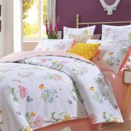 Softta Farmhouse Butterfly Bedding Floral California King 3 Pcs Girls Duvet Cover Set Princess Bedding 100% Egyptian Cotton 800 Thread Count