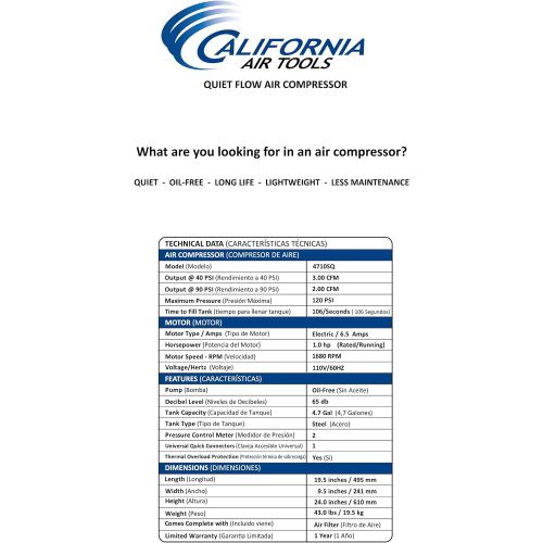  [아마존베스트]California Air Tools CAT-4710SQ 4710Sq Quiet Compressor