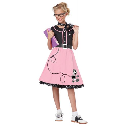  California Costumes Childs 50s Sweetheart Costume, Pink/Black, Large