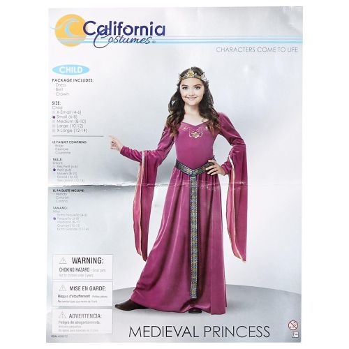  California Costumes Medieval Princess Fuschia Child Costume