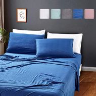 California Design Den Relaxed Washed Sheet Set, Full, Denim, 4-Piece