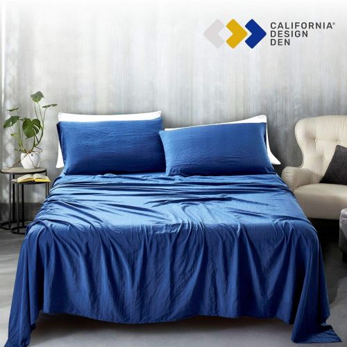  California Design Den Relaxed Washed Sheet Set, Full, Denim, 4-Piece