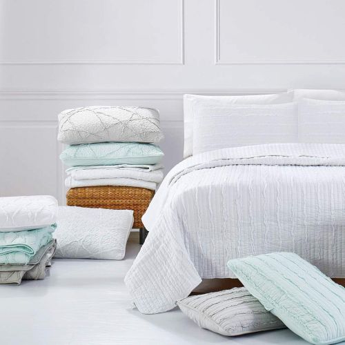  California Design Den QuiltCoverlet Set 100% Pure Cotton Ruffled Bedspread All Season Soft Lightweight Bedding, FullQueen Size, Light Grey, 3 Piece