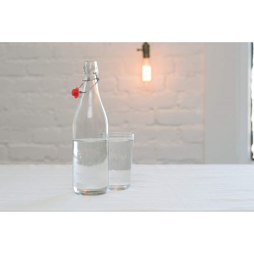  [아마존 핫딜] [아마존핫딜]California Home Goods Set of 6-33.75 Oz Giara Glass Bottle with Stopper Caps, Carafe Swing Top Bottles with Airtight Lids for Oil, Vinegar, Beverages, Liquor, Beer, Water, Kombucha, Kefir, Soda, By Cali