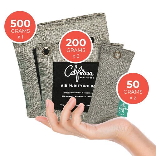  California Home Goods Activated Charcoal Bags Odor Absorber Bamboo Charcoal Air Purifying Bag, 4x200g Home Air Purifier & 4x50g Mini Air Freshener Bag, Charcoal Shoe Deodorizer, Car Air Freshener, Odor