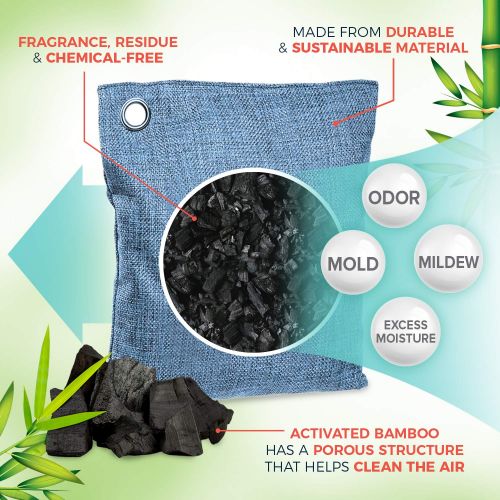  California Home Goods Bamboo Charcoal Air Purifying Bag 9-Pack Bundle - 200g & 50g Charcoal Bags Odor Absorber - Car Air Freshener - Odor Eliminators for Home - Musty Car Freshener - Activated Charcoal