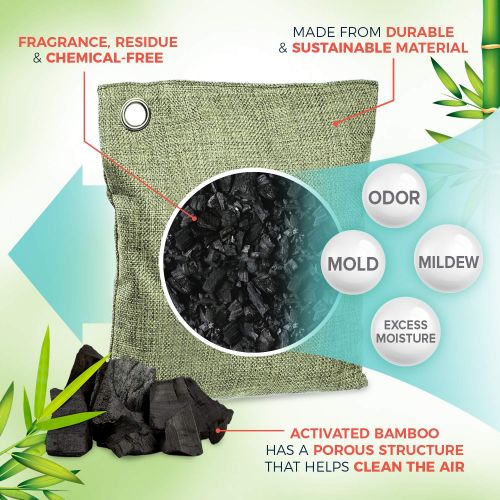  California Home Goods Bamboo Charcoal Air Purifying Bag (9-Pack), 50g, 100g & 60g Activated Charcoal Odor Absorber Packs, Car Air Freshener, Odor Eliminators for Home, Charcoal Bags Odor Absorber Room A