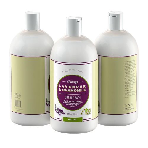  Calily Life Organic Aromatherapy Lavender and Chamomile Bubble Bath, Soak and Wash, 33. 8 Oz.  Relaxes,...