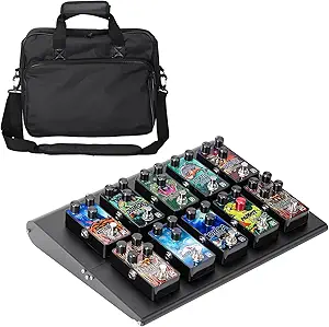 Caline Electric Guitar Pedal Board Case Aluminum Alloy PedalBoards with Carry Bag Black CB-106