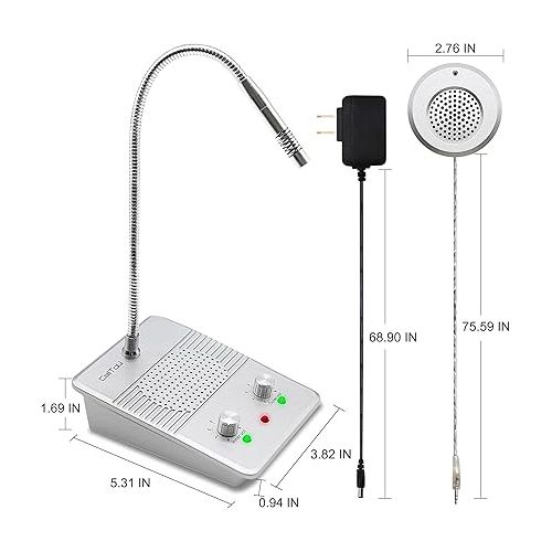  CallToU Window Speaker Intercom System,Anti-Interference Intercommunication Talk Through Glass Window,Intercom System for Business,Bank,Office,Hospital,Counter,Store,Station,Medical Center