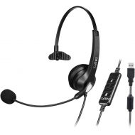 [아마존베스트]Callez USB Headset with Microphone Noise Cancelling & Audio Controls, Wideband Computer Headphones for Business UC Skype Lync Softphone Call Center Office, Clearer Voice, Super Light, Ult