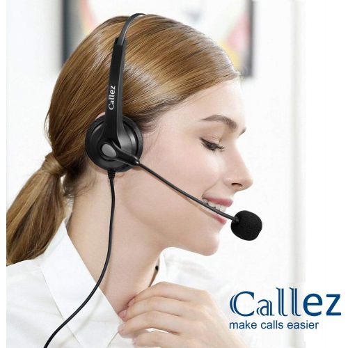  [아마존베스트]Callez USB Headset with Microphone Noise Cancelling & Audio Controls, Stereo Computer Headphones for Business Skype UC Lync Softphone Call Center Office, Clearer Voice, Super Light, Ultra