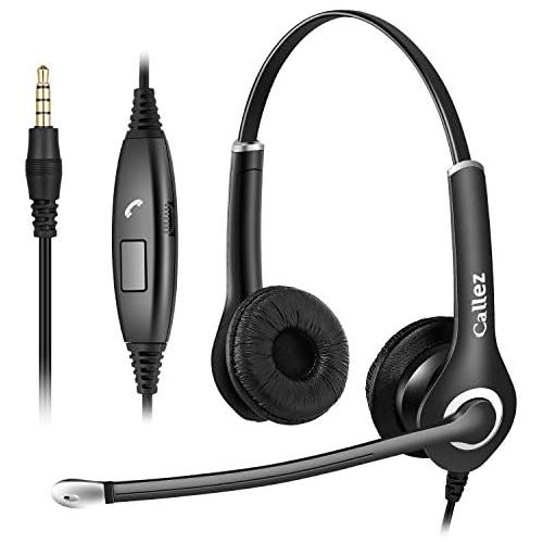  [아마존베스트]Callez Computer Headset with Microphone for Cell Phone Laptop PC Tablet, 3.5mm Cell Phone Headphones for iPhone Samsung Skype Webinar Office Call Center Business, Clearer Voice, Ultra Com