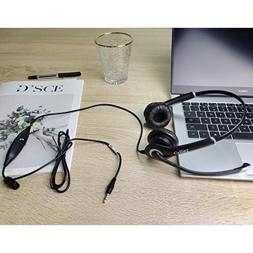  [아마존베스트]Callez Computer Headset with Microphone for Cell Phone Laptop PC Tablet, 3.5mm Cell Phone Headphones for iPhone Samsung Skype Webinar Office Call Center Business, Clearer Voice, Ultra Com