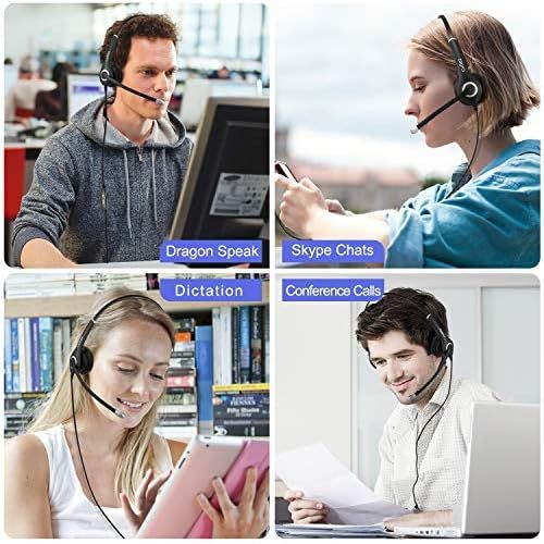  [아마존베스트]Callez Computer Headset with Microphone for Cell Phone Laptop PC Tablet, 3.5mm Cell Phone Headphones for iPhone Samsung Skype Webinar Office Call Center Business, Clearer Voice, Ultra Com