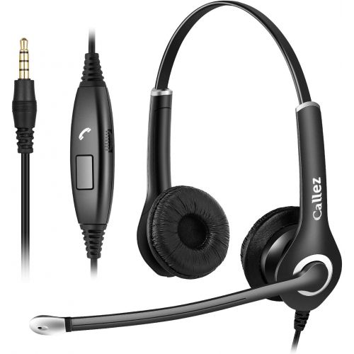  [아마존베스트]Callez Computer Headset with Microphone for Cell Phone Laptop PC Tablet, 3.5mm Cell Phone Headphones for iPhone Samsung Skype Webinar Office Call Center Business, Clearer Voice, Ultra Com