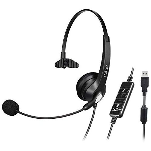  [아마존베스트]Callez USB Headset PC for Business Skype UC Lync SoftPhone Call Centre Office Stereo PC Headphones with Microphone Noise Cancelling & Volume Control Crystal Clear Chat, Super Light, Ultra