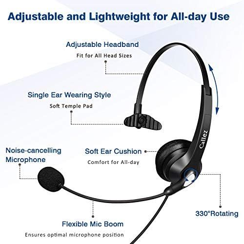  [아마존베스트]Callez USB Headset PC for Business Skype UC Lync SoftPhone Call Centre Office Stereo PC Headphones with Microphone Noise Cancelling & Volume Control Crystal Clear Chat, Super Light, Ultra