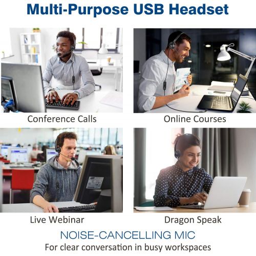  [아마존베스트]Callez USB Headset PC for Business Skype UC Lync SoftPhone Call Centre Office Stereo PC Headphones with Microphone Noise Cancelling & Volume Control Crystal Clear Chat, Super Light, Ultra