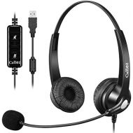 [아마존베스트]Callez USB Headset PC for Business Skype UC Lync SoftPhone Call Center Office Stereo PC Headphones with Microphone Noise Cancelling & Volume Control Crystal Clear Chat, Super Light, Ultra