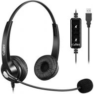 [아마존베스트]Callez USB Headset PC for Business Skype UC Lync SoftPhone Call Centre Office Stereo PC Headphones with Microphone Noise Cancelling & Volume Control Crystal Clear Chat, Super Light, Ultra