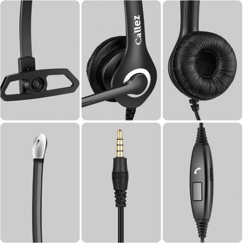  [아마존베스트]Callez Headset mobile phone with 3.5 mm jack microphone noise cancelling, PC headphones for iPhone, Samsung, laptop, Skype, webinar, business, office, call centre, crystal clear chat, sup