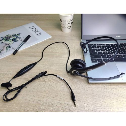  [아마존베스트]Callez Headset mobile phone with 3.5 mm jack microphone noise cancelling, PC headphones for iPhone, Samsung, laptop, Skype, webinar, business, office, call centre, crystal clear chat, sup