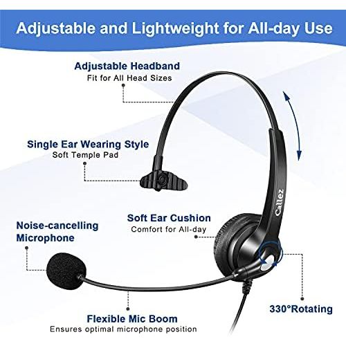  [아마존베스트]Callez USB Headset PC with Microphone Noise Cancelling & Volume Control, PC Headphones for Laptop Skype UC Lync SoftPhone Call Center Office Business, Crystal Clear Chat, Super Light, Ult