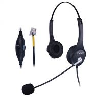 Callez C402Y1 Wired Telephone Headset Binaural with Noise Cancelling Mic, Compatible for Yealink T42G Avaya 1616 Grandstream GXP2140 Cisco 7902 Snom AltiGen Cortelco Fanvil Panason