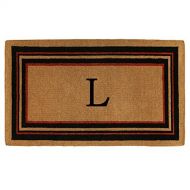 Calloway Mills Home & More 180062436L Esquire Extra-thick Doormat, 24 x 36 x 1.50, Monogrammed Letter L, Natural/Black/Red