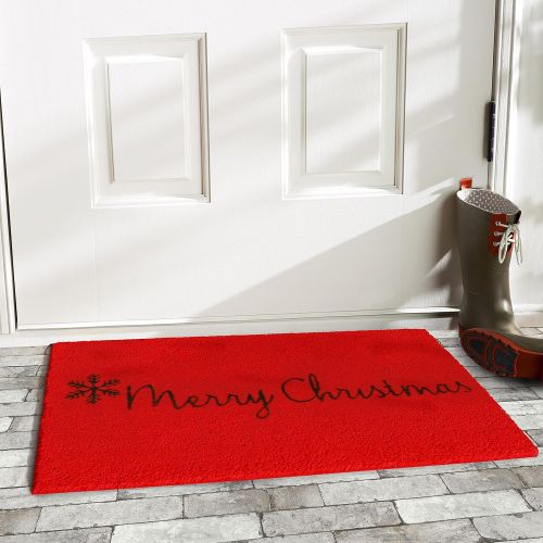  Calloway Mills 101781729 Red Merry Christmas Doormat 17 x 29 Black