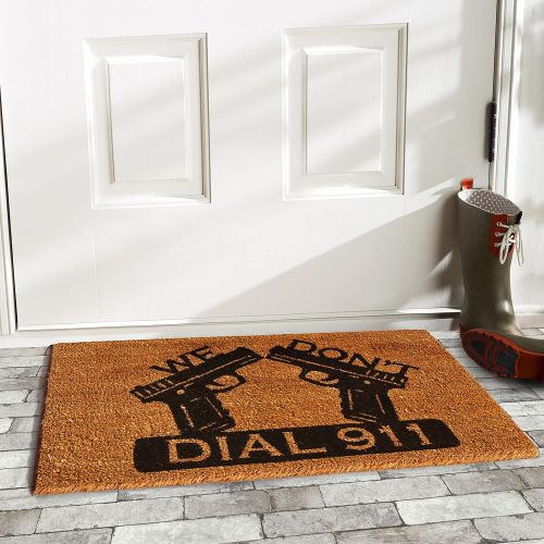  Calloway Mills Home & More 121511729 Dial 911 Doormat, 17 x 29 x 0.60, Natural/Black