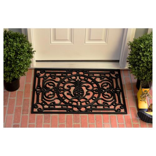  Calloway Mills 900082436 Pineapple Heritage Rubber Doormat, 2 x 3, Black