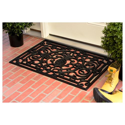  Calloway Mills 900082436 Pineapple Heritage Rubber Doormat, 2 x 3, Black