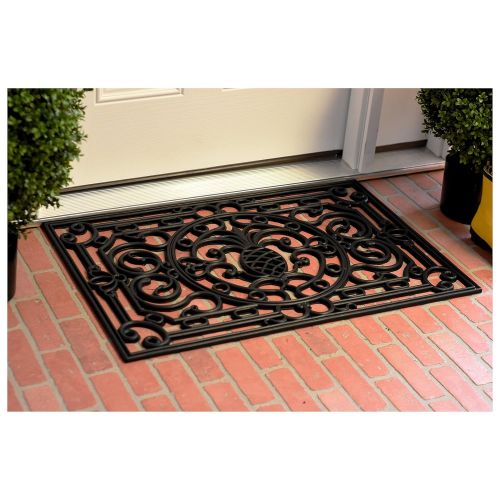  Calloway Mills 900082436 Pineapple Heritage Rubber Doormat, 2 x 3, Black