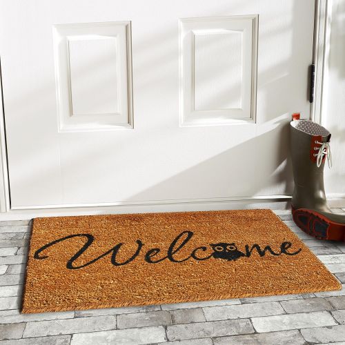  Calloway Mills Home & More 121482436 Barn Owl Welcome Doormat, 24 x 36 x 0.60, Natural/Black