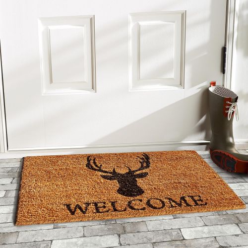  Calloway Mills Home & More 121472436 Deer Welcome Doormat, 24 x 36 x 0.60, Natural/Black