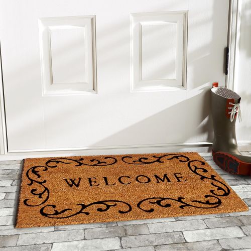  Calloway Mills 120361729 Welcome Curlicue Doormat, 17 x 29 x 0.60 Natural/Black