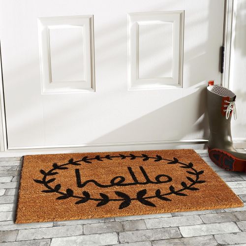  Calloway Mills 121811729 Home & More Calico Hello Doormat, 17 x 29 x 0.60, Natural/Black