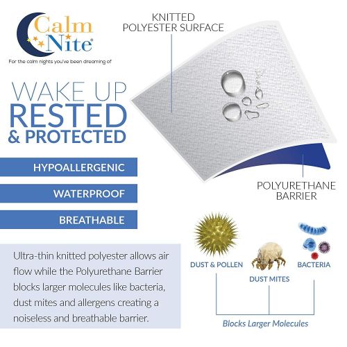  Full Size Mattress Pad Protector - Waterproof & Hypoallergenic Cover, Vinyl Free Topper - Machine Washable - By CalmniteTM