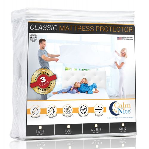  Full Size Mattress Pad Protector - Waterproof & Hypoallergenic Cover, Vinyl Free Topper - Machine Washable - By CalmniteTM