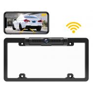 Calmoor License Plate Wireless Backup Camera with Night Vision IP69K Waterproof 170 Degrees Wide Viewing Angle WiFi Reverse Rear View Camera for Cars RVs Pickups Simple Installatio