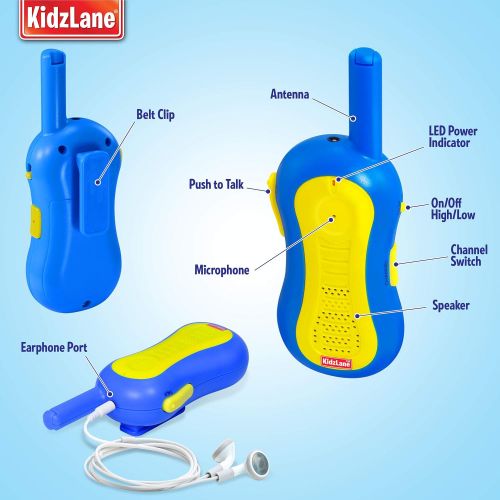  Kidzlane Walkie Talkies for Kids | 1 Mile Range | 3 Channels | Durable, Fun and Easy to Use