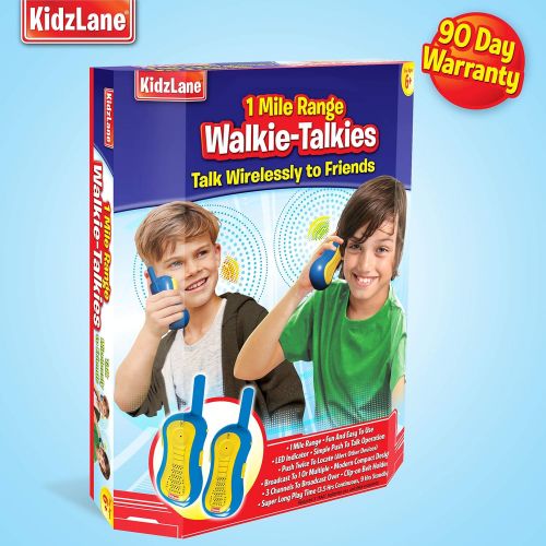  Kidzlane Walkie Talkies for Kids | 1 Mile Range | 3 Channels | Durable, Fun and Easy to Use