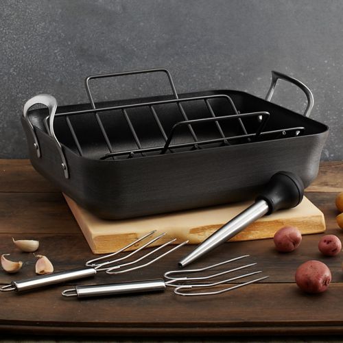  Calphalon Contemporary Nonstick Roaster Pan with Rack, Lifters, & Baster