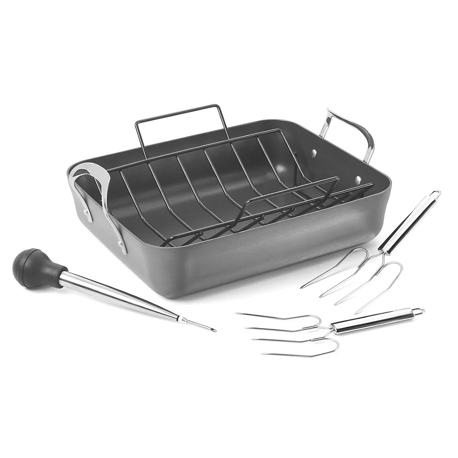  Calphalon Contemporary™ Nonstick 5-Piece 16-Inch Roaster and Rack Set