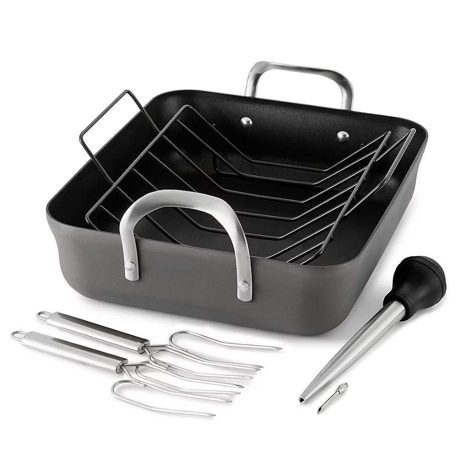  Calphalon Contemporary™ Nonstick 5-Piece 16-Inch Roaster and Rack Set