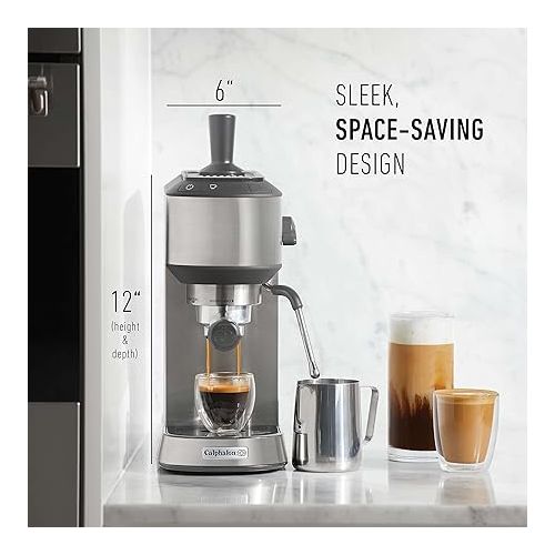  Calphalon Compact Espresso Machine, Home Espresso Machine with Milk Frother, Stainless Steel