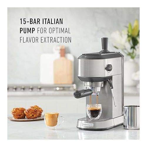  Calphalon Compact Espresso Machine, Home Espresso Machine with Milk Frother, Stainless Steel