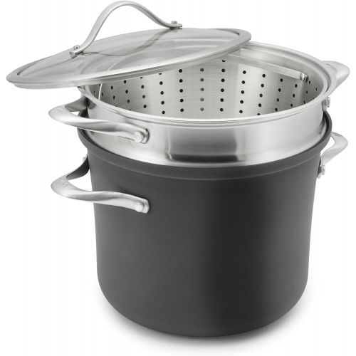  [아마존핫딜][아마존 핫딜] Calphalon Contemporary Hard-Anodized Aluminum Nonstick Cookware, Pasta Pot with Steamer Insert, 8-quart, Black - 1876992